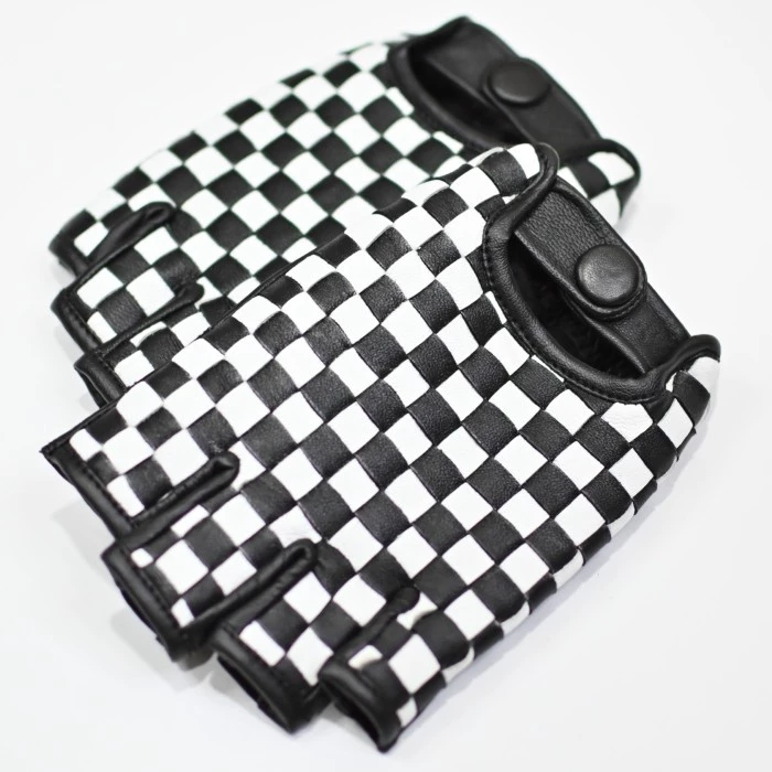 Bellissimo Checkered Full Short Leather Gloves