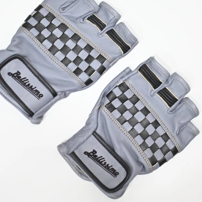 Bellissimo Checkered Short Leather Grey Gloves