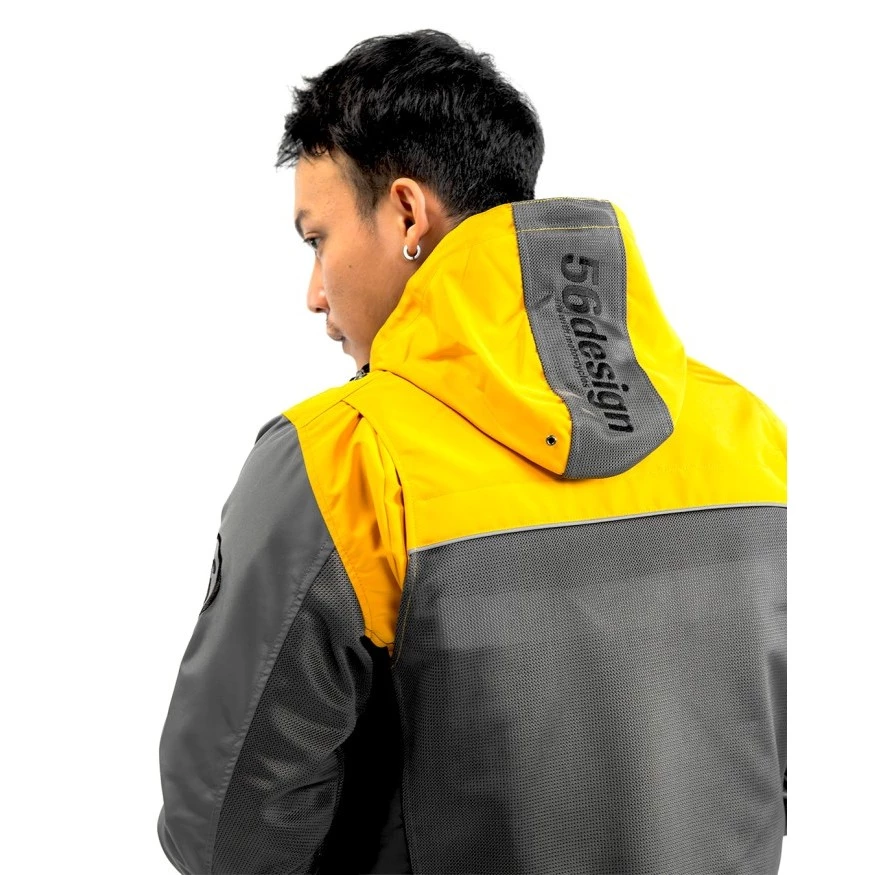 56design Half Mesh Parka Evo 2 Dark Grey Yellow Jacket - Image 4