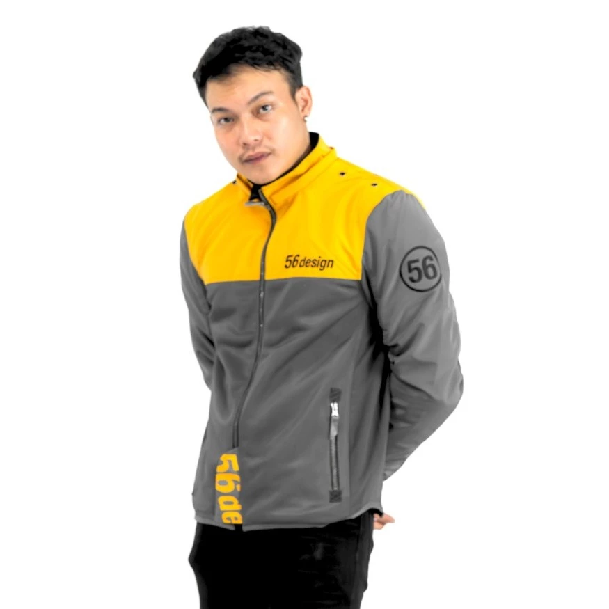 56design Half Mesh Parka Evo 2 Dark Grey Yellow Jacket - Image 5
