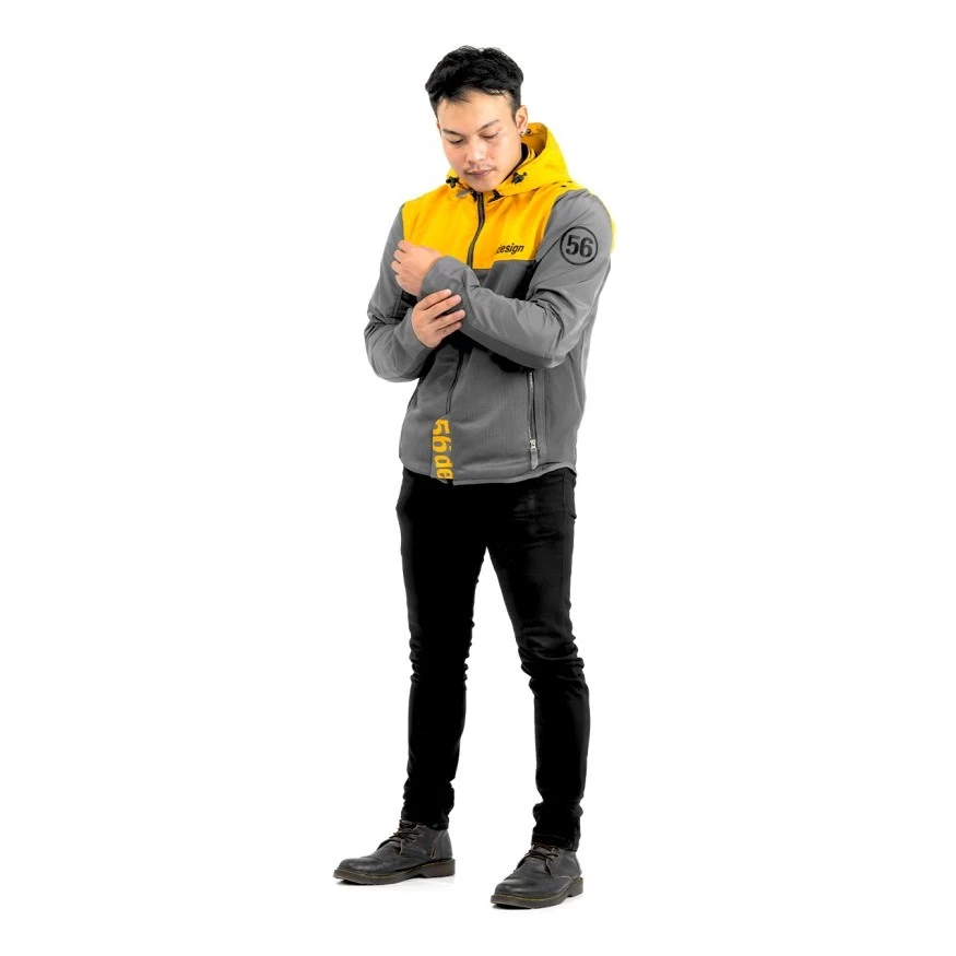 56design Half Mesh Parka Evo 2 Dark Grey Yellow Jacket - Image 3