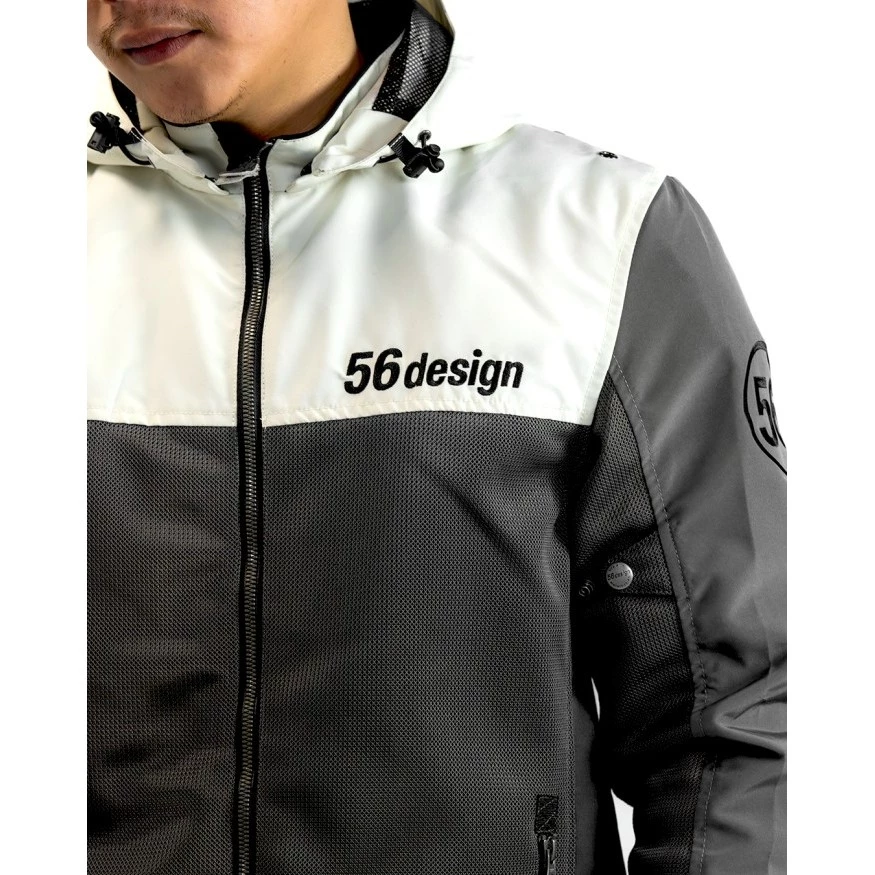 56design Half Mesh Parka Evo 2 Dark Grey Ivory Jacket - Image 6