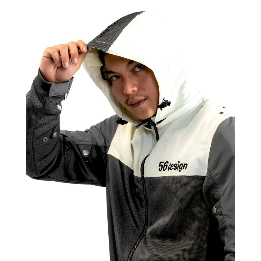 56design Half Mesh Parka Evo 2 Dark Grey Ivory Jacket - Image 5