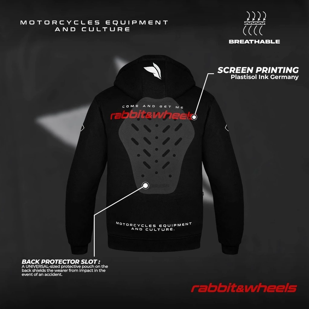 Rabbit and Wheels Tritone Hoodie Zipper Motorsport Black Summer Red Hoodie - Image 5
