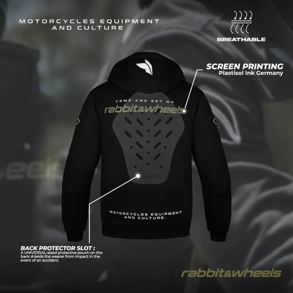 Rabbit and Wheels Tritone Hoodie Zipper Motorsport Black Autumn Green Hoodie - Image 5