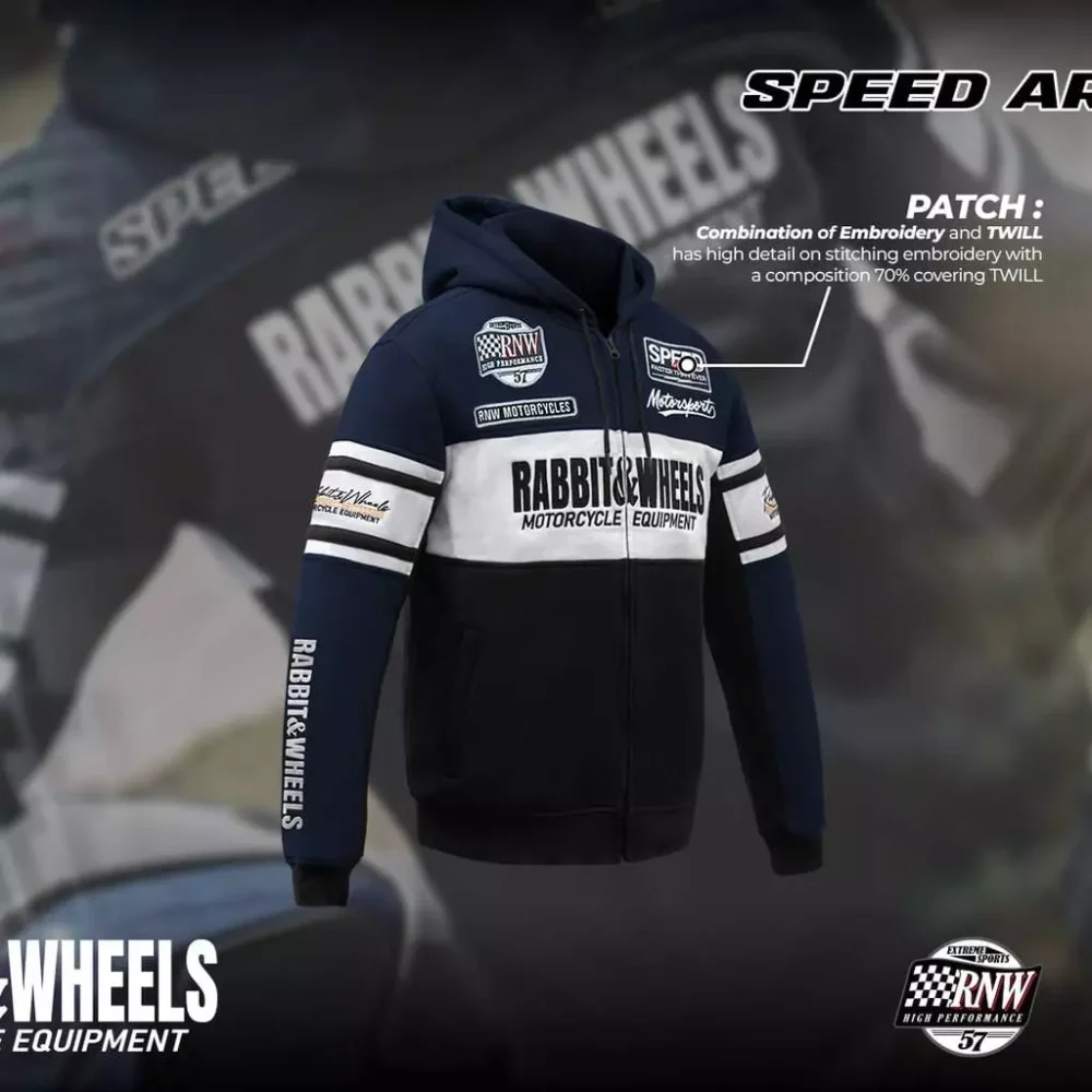 Rabbit and Wheels Combo Zipper Navy Hoodie - Image 3