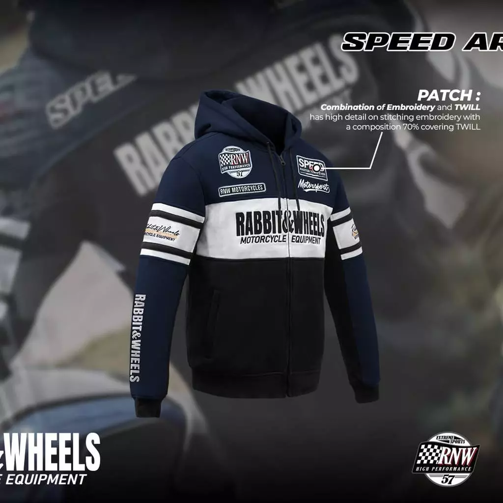 Rabbit and Wheels Combo Zipper Navy Hoodie - Image 3