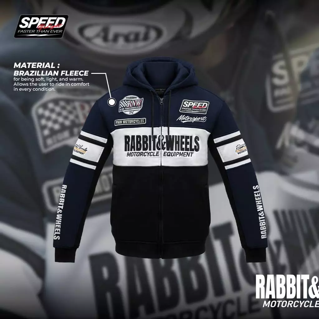 Rabbit and Wheels Combo Zipper Navy Hoodie - Image 2