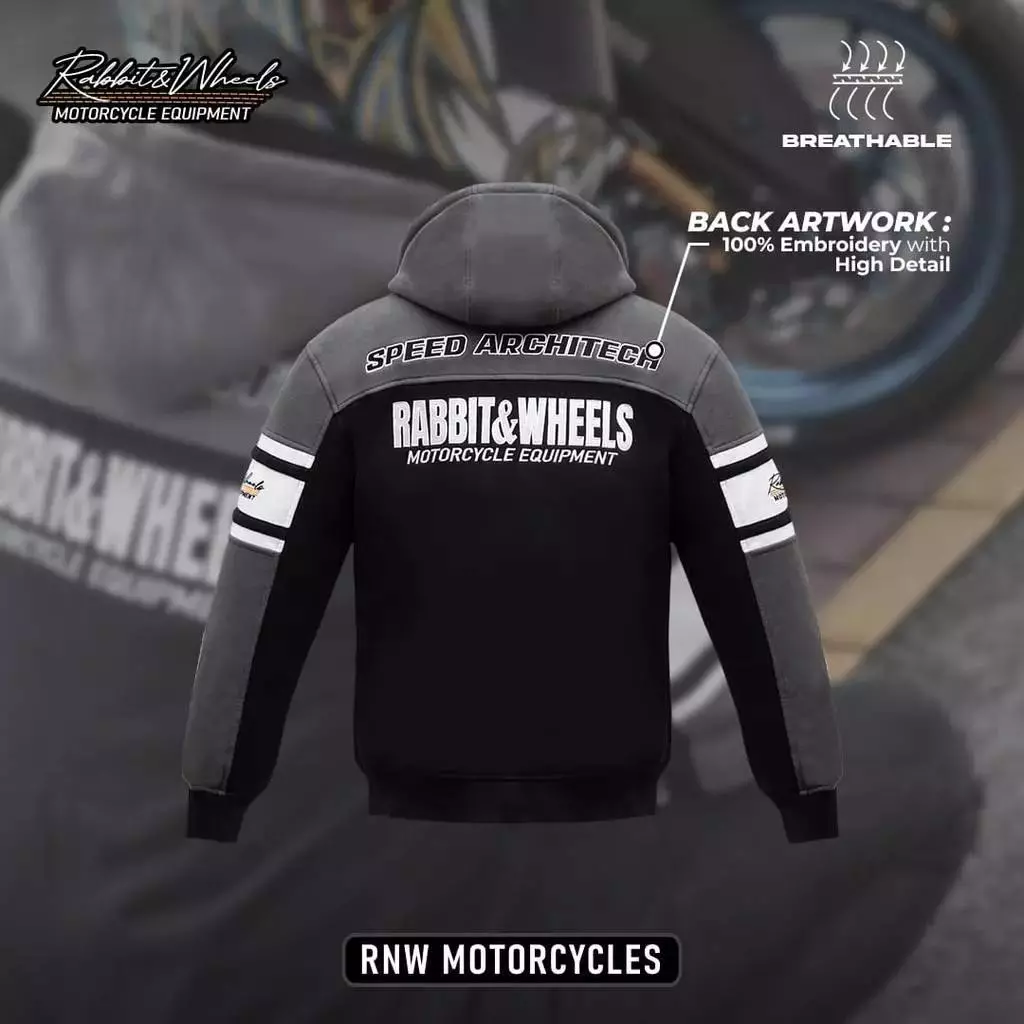 Rabbit and Wheels Combo Zipper Grey Hoodie - Image 5