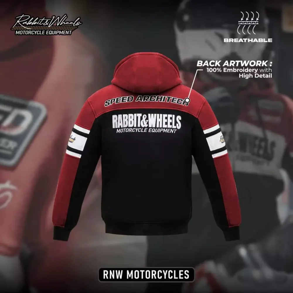 Rabbit and Wheels Combo Zipper Red Hoodie - Image 5
