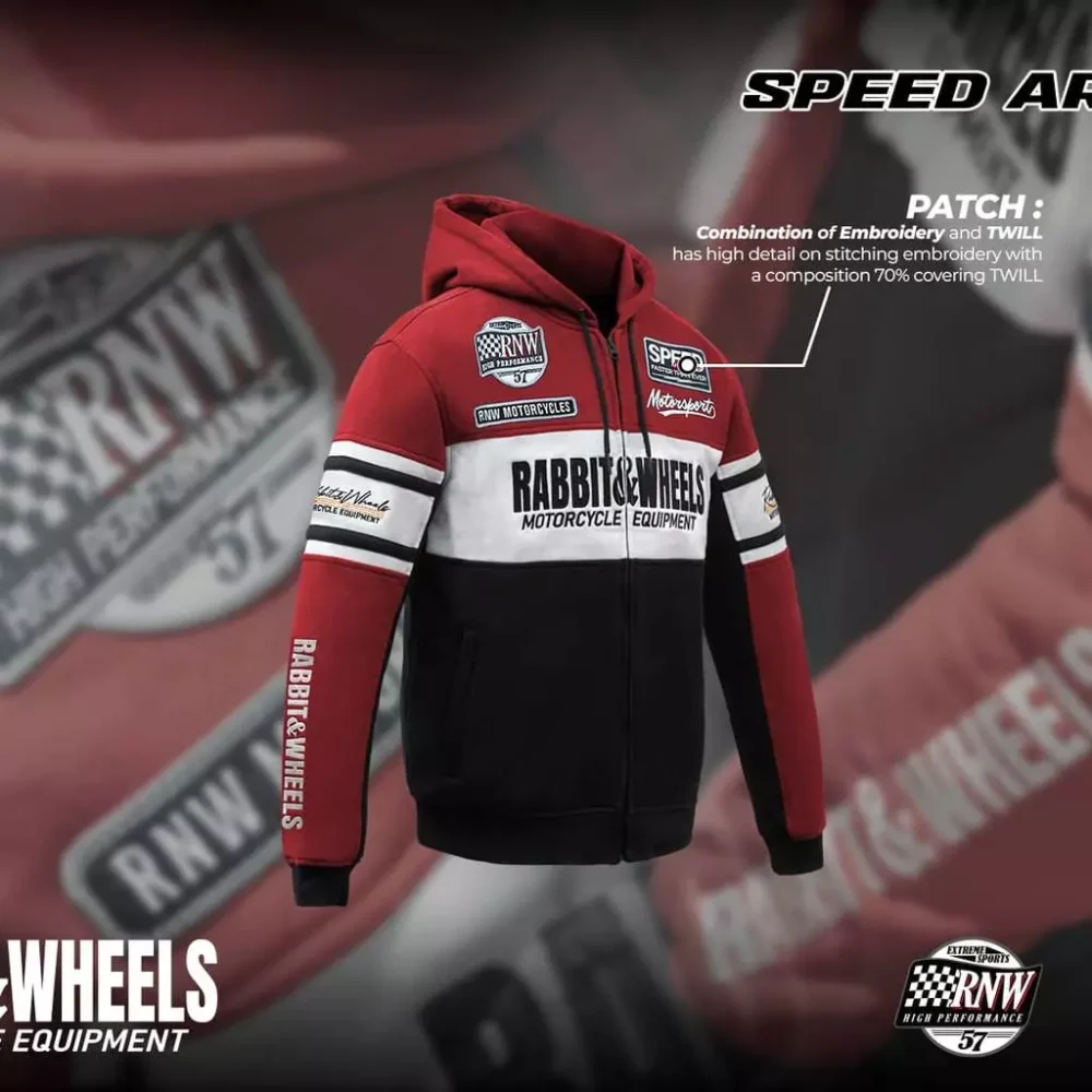 Rabbit and Wheels Combo Zipper Red Hoodie - Image 3