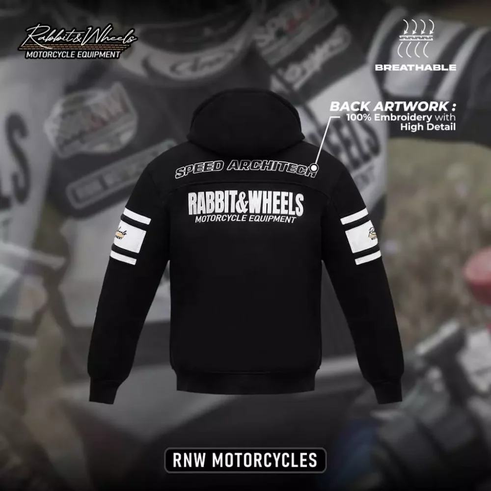 Rabbit and Wheels Combo Zipper Black Hoodie - Image 5