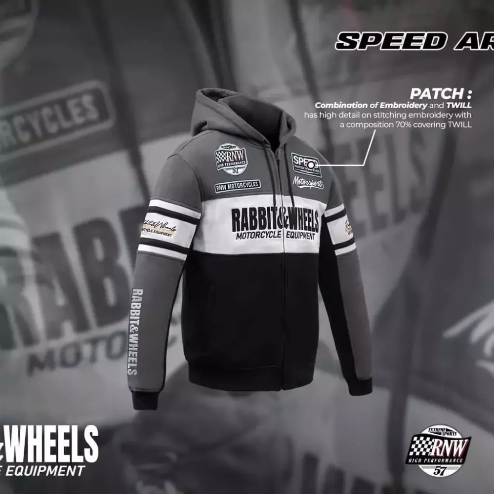 Rabbit and Wheels Combo Zipper Grey Hoodie - Image 3