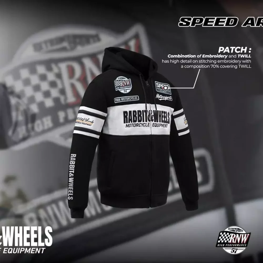 Rabbit and Wheels Combo Zipper Black Hoodie - Image 3