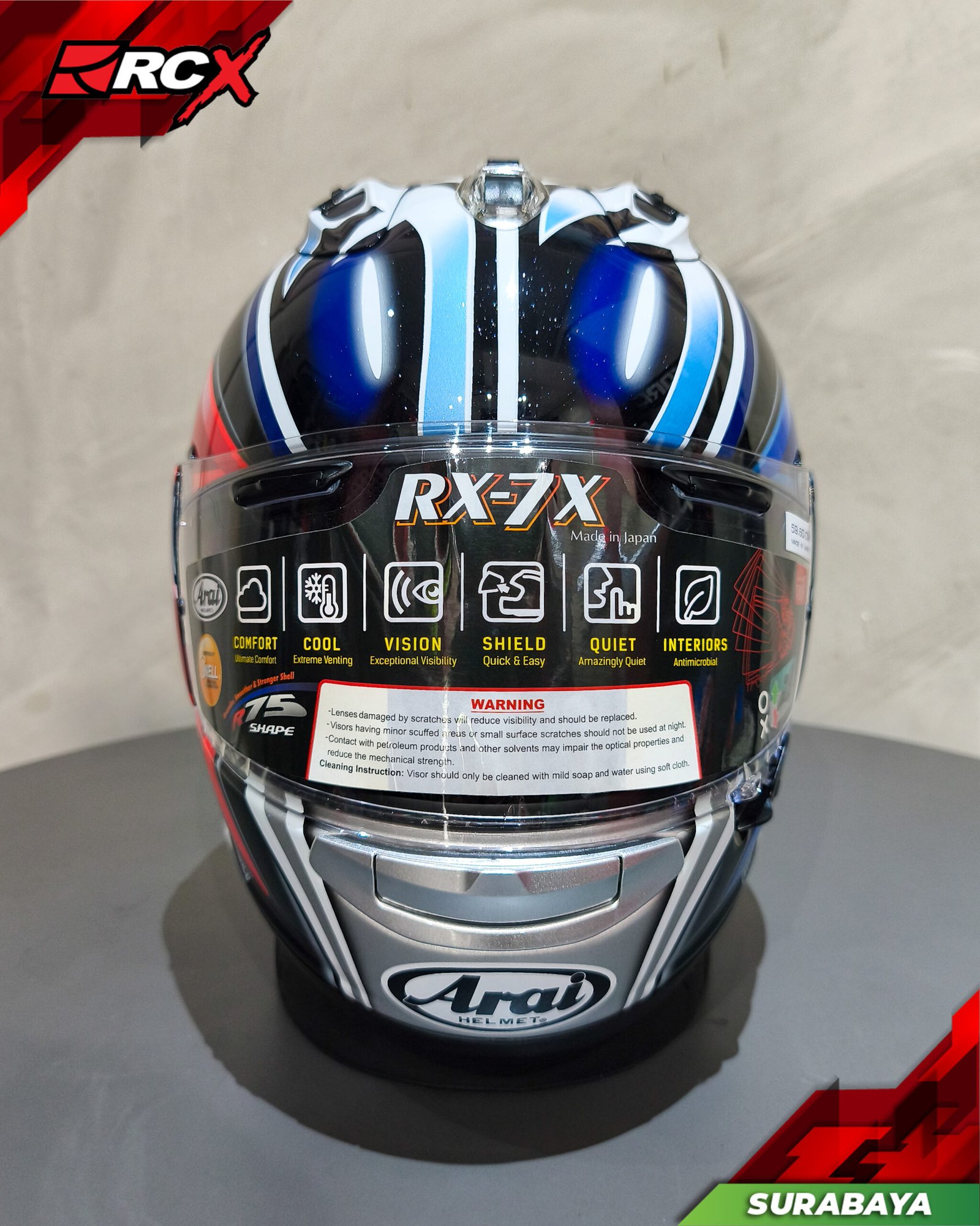 RCX Helm Preloved Arai RX7X Nakano Shuriken Silver size L - Image 3
